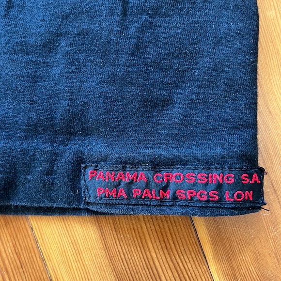 Cool vintage Panama tee black with gold inlay designs at chest and sleeves Large - Picture 5 of 5